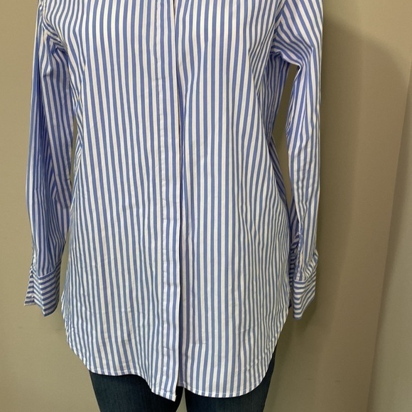 BODEN Girl Fit Blue White Striped Shirt Button Down Sz 4 - Picture 4 of 13
